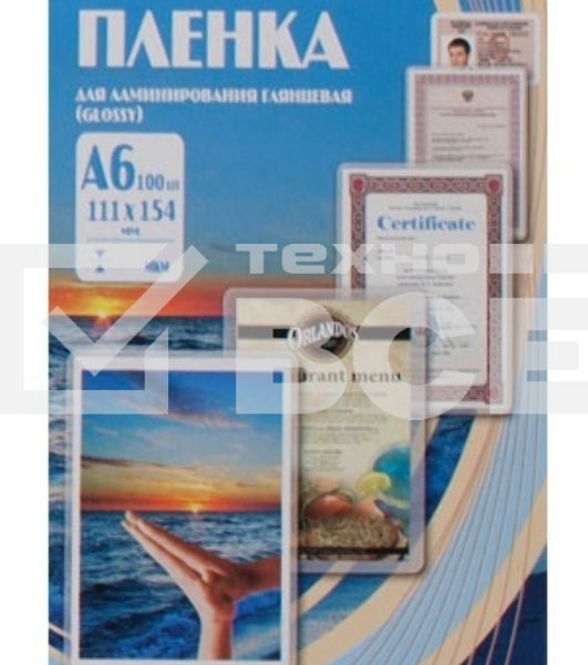 Пленка для ламинирования Office Kit 80мкм A6 (100шт) глянцевая PLP111*154/80