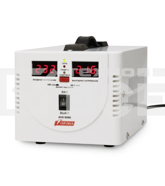 Стабилизатор напряжения Powerman AVS 500D White (220В±8% 500ВА,5А,КПД 98%, циф. индикация вх./вых.)