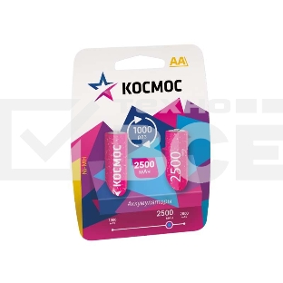 Аккумулятор R6 NI-MN 2500мА.ч BP-2 Космос KOCR6NIMH2500MAH2BL (ЦЕНА за 1 аккум., в блистере - 2 шт.)