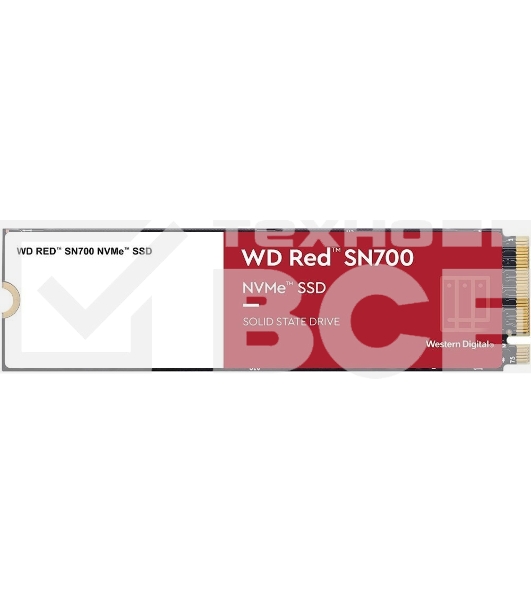 Накопитель SSD WD Red SN700 WDS200T1R0C, 2000Gb, PCIe 3.0 x4, M.2 2280, NVMe, R/W 3400/2900