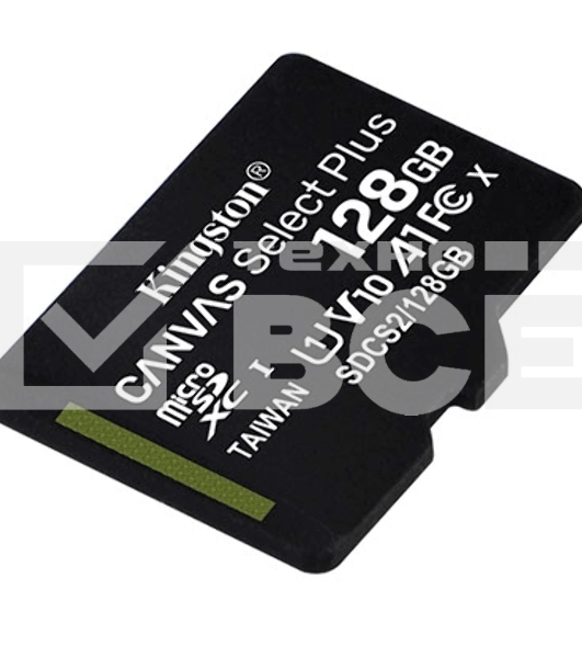 Флеш карта Kingston 128GB micSDXC Canvas Select Plus 100R A1 C10 Single Pack w/o ADP EAN: 740617299076