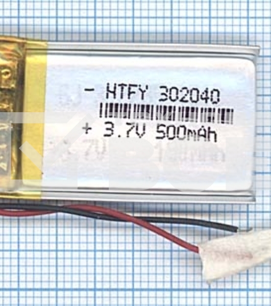 Аккумулятор Li-Pol (батарея) 3x20x40мм 2pin 3.7V/500mAh