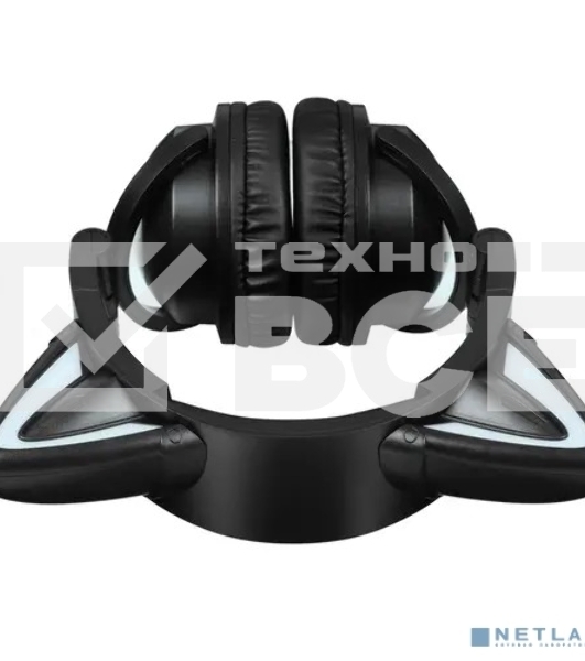 Гарнитура Party Cat mini ВТ 0052 (черно-желтый) c подсветкой, накладная, Bluetooth 5.0+EDR, 360 мА-ч, до 10 часов работы, пластик+экокожа