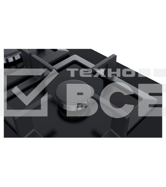Газовая варочная панель Bosch Serie 6 PPC6A6B20, 60см,3 конфорки,закаленное стекло, черная,1 WOK-конфорка c 2 контурами пламени