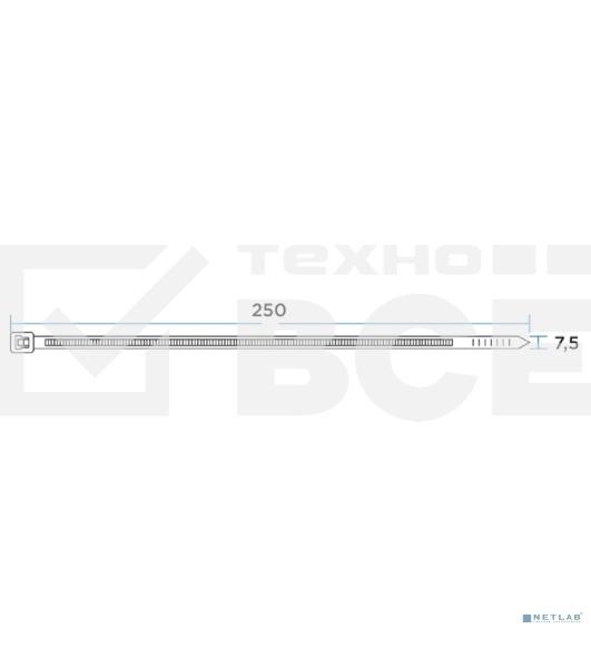 Хомут кабельный Rexant 67-0250 3.6х250 тройной замок нейл. бел. (уп.100шт)
