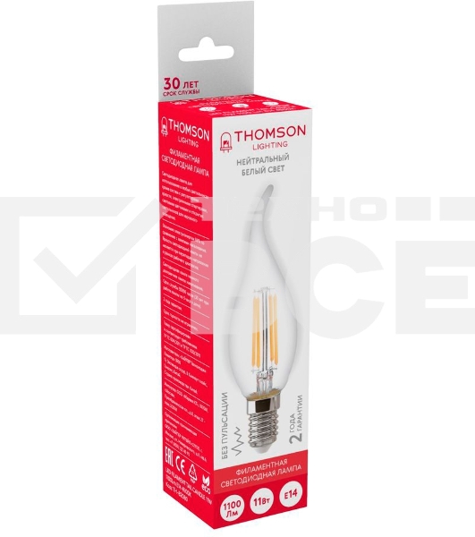 Лампа светодиодная Hiper THOMSON LED FILAMENT TAIL CANDLE 11W 1100Lm E14 4500K TH-B2080