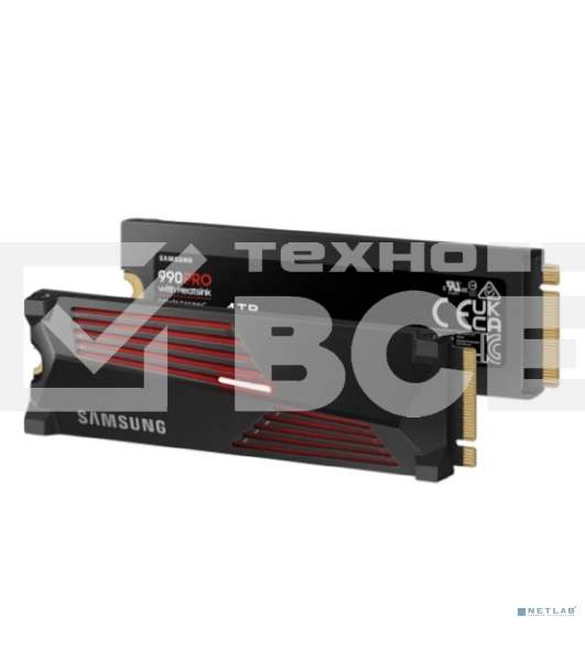 Накопитель SSD Samsung 990 Pro MZ-V9P4T0CW, 4Tb, PCIe 4.0 x4, M.2 2280, NVMe, R/W 7450/6900, с радиатором