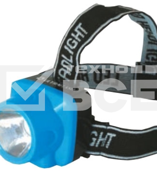 Фонарь ULTRAFLASH LED5374фонарь налобн аккум 220В. голубой. 0.4 ВаттLED. 1 реж. пласт. бокс