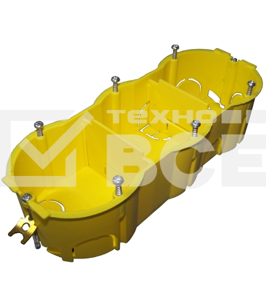 Подрозеточная коробка в стену для суппорта 45х135, желтая
