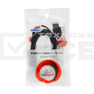 Кабель USB 2.0 Pro Cablexpert CC-mUSB2-AMBM-6, AM/microBM 5P, 1.8м, экран, черный, пакет