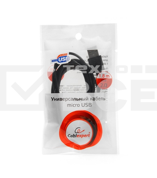 Кабель USB 2.0 Pro Cablexpert CC-mUSB2-AMBM-6, AM/microBM 5P, 1.8м, экран, черный, пакет