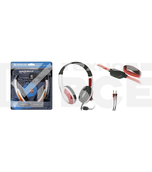 Наушники Defender Warhead G-120 красный/белый кабель 2 м
