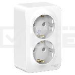 Розетка 2-м ОП Blanca 16А IP20 250В с заземл. защ. шторки с изолир. пластиной бел. SE BLNRA011211, фото 1