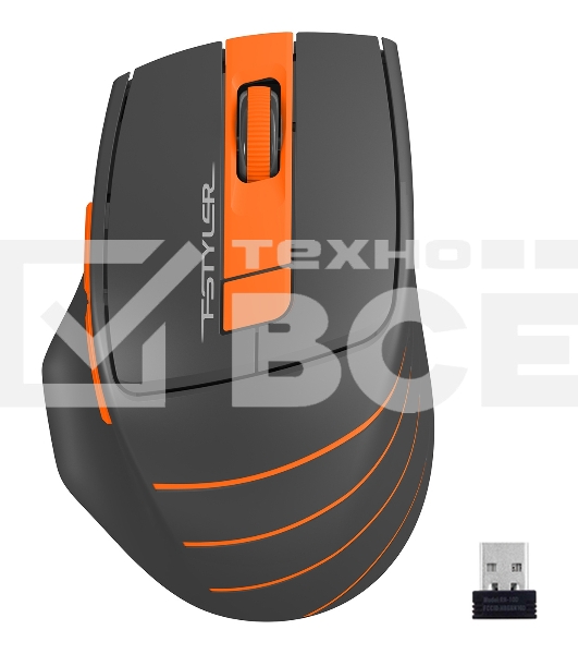 Мышь беспроводная A4Tech Fstyler FG30S серый/оранжевый, 2000 dpi, радиоканал, USB, кнопки - 6