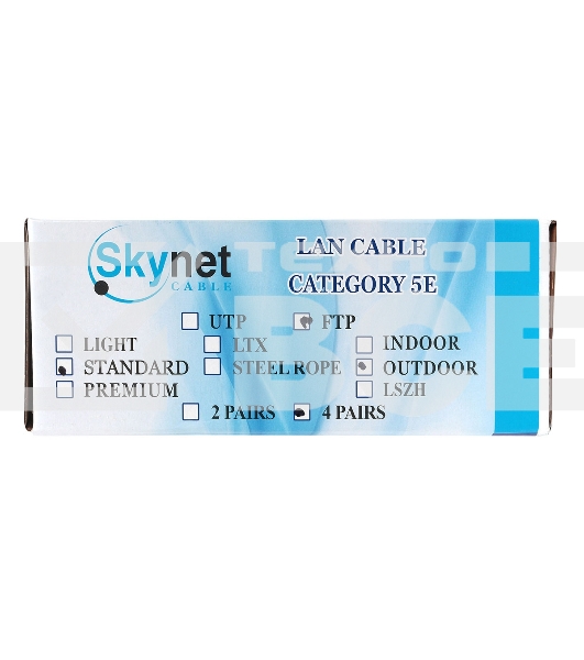 Кабель SkyNet Standart FTP outdoor 4x2x0,48, медный, FLUKE TEST, кат.5e, однож., 100 м, box, черный