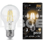 Лампа филам. Gauss 8Вт цок.:E27 шар 220B 2700K св.свеч.бел.теп. A60 (упак.:10шт) (102802108), фото3