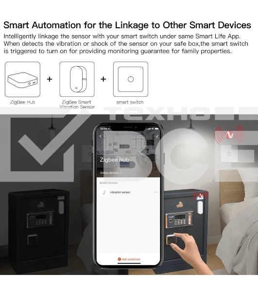 Датчик вибрации MOES Vibration Sensor ZSS-Z-VBR, Zigbee, AAA 2шт х 1.5 V
