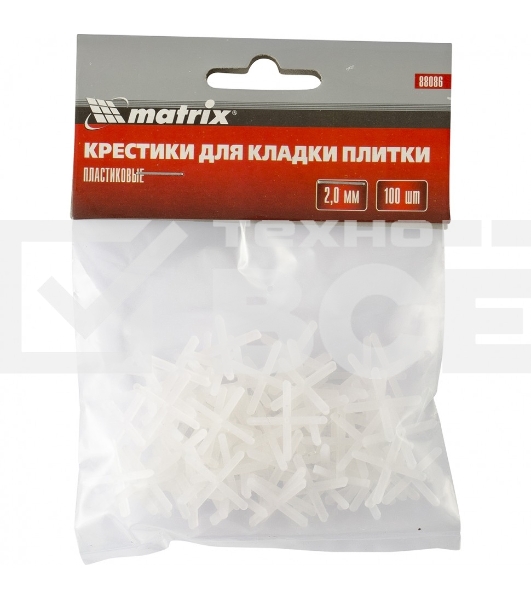 Крестики, 2,0 мм, для кладки плитки, 100 шт. Matrix