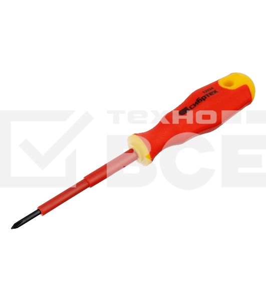 Отвертка диэлектрическая Сибртех PH0 х 75 мм, до 1000 В, двухкомпонентная рукоятка