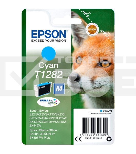 Картридж струйный Epson C13T12824012 голубой для Epson S22/SX125