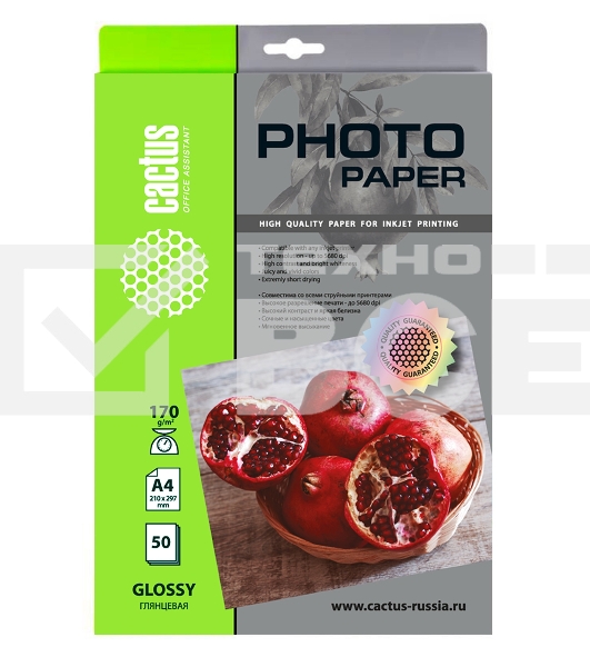 Фотобумага Cactus CS-GA417050 A4/170г/м2/50л./белый глянцевое для струйной печати