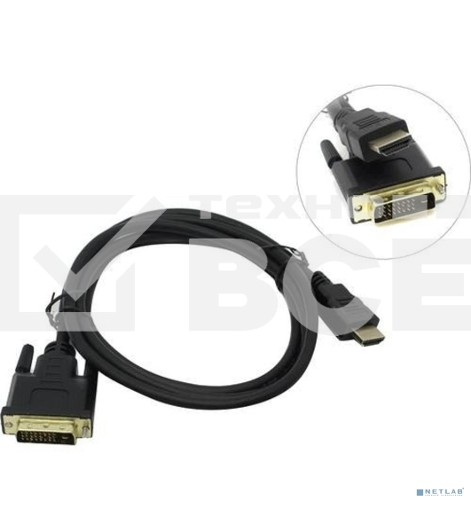 Кабель Exegate EX284906RUS  HDMI-DVI ExeGate EX-CC-HDMIM-DVIM-2.0 (19M/25M, dual link, 2м, 2 фильтра, позолоченные контакты)