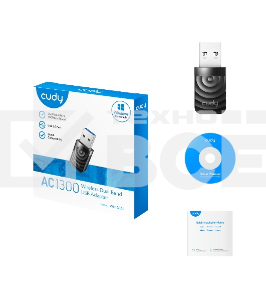 Сетевой адаптер Wi-Fi Cudy WU1300S AC1300 USB 3.0 (ант.внутр.) 1ант.