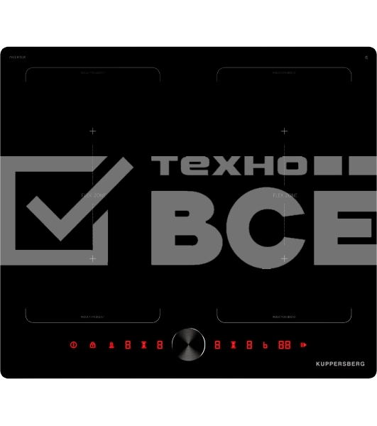 Варочная поверхность Kuppersberg ICI 628, индукция, High-Tech, inverter, 9 уровней мощности, бустер, Stop and Go, Flexi-zone, автоматическое отключение, таймер, авто программы, индикатор остаточного тепла, сенсорное/magnet pad управление, цвет черный