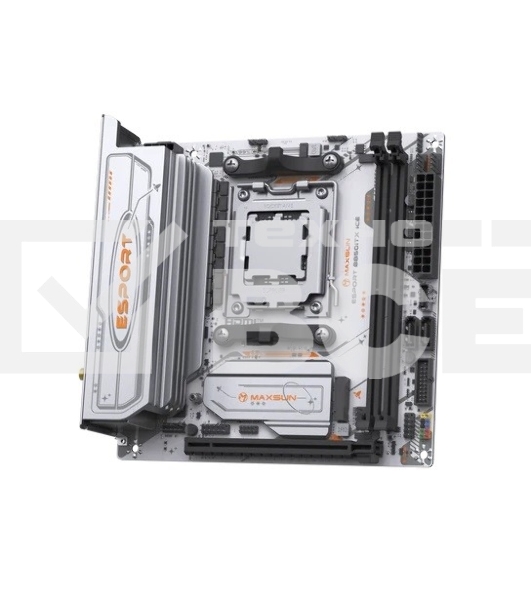 Материнская плата Maxsun eSport B850ITX WIFI ICE, AM5, AMD B850, 2xDDR5, 2xSATA, 2xM.2, 1xPCIe 5.0 x16, 1xHDMI, 1xDP, 1x2.5Gb LAN, Wi-Fi 6, Bluetooth 5.2, 2xUSB-A 5Gbps, 4xUSB-A 2.0, 3x3.5 мм, 7.1, Mini-ITX
