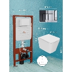 Комплект BAU 6 в 1: усиленная инсталляция BAU IDEAL, унитаз подвесной безободковый Bau Stil Hurricane смыв торнадо, быстросъемное тонкое сиденье дюропласт микролифт,клавиша BAU Light, нерж. сталь хром, фото10