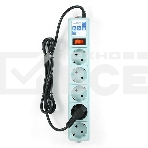 Сетевой фильтр POWER CUBE 1,9 м.* 5 розеток, серый, фото5