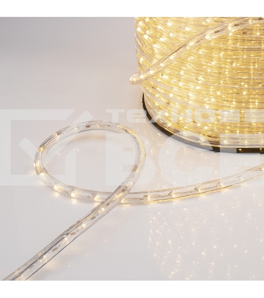 Дюралайт LED, постоянное свечение (2W) - ТЕПЛЫЙ БЕЛЫЙ, 36 LED/м, бухта 100м