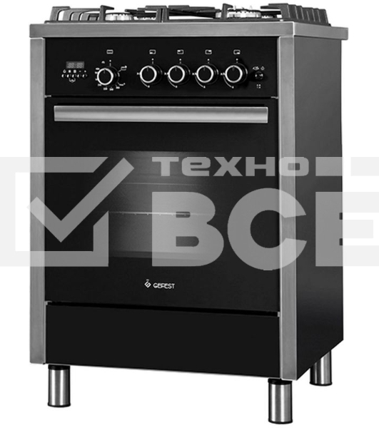 Плита газовая Gefest ПГ 6700-04 черный, конфорок 4 шт, духовка 52 л, 60 см x 85 см x 60 см