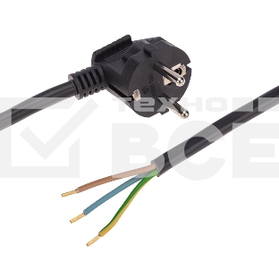 Шнур электрический с вилкой Rexant ПВС 3х1,5 мм², 2м черный