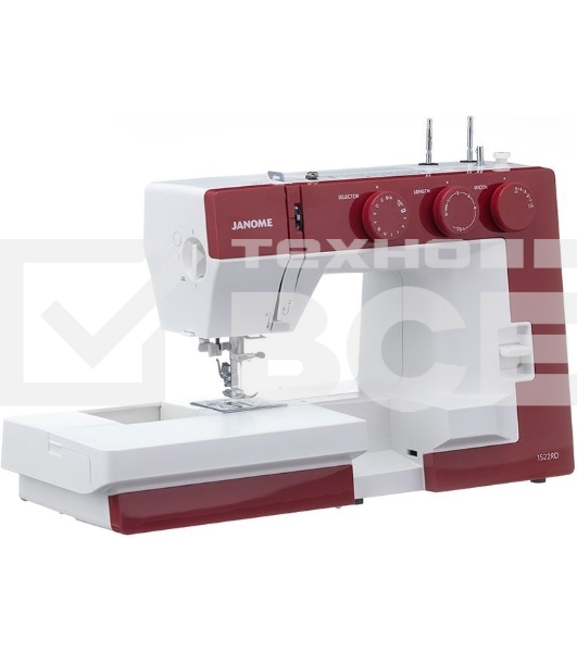 Швейная машина Janome 1522RD 25 операции, петля автомат, верт. челнок, нитевдеватель, мягкий  , подарочный набор (шпульки, ножницы, сантиметровая лента, игольница )