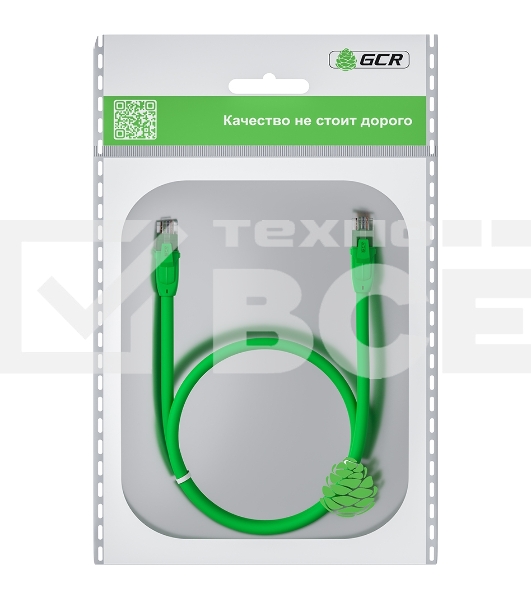 Патч-корд GCR прямой 1.5m UTP кат.6, зеленый, 24 AWG, ethernet high speed, RJ45, T568B, GCR-52386