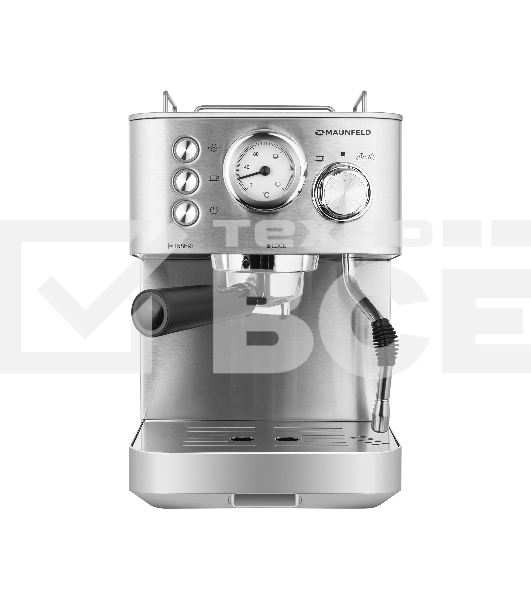 Кофеварка рожковая Maunfeld MF-721S PRO нержавеющая сталь, исп. кофе - молотый/чалды, 1.5 л, 1140 Вт, 15 Бар.