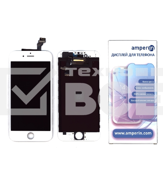 Дисплей Amperin для Apple iPhone 6 в сборе с тачскрином (IPS), белый