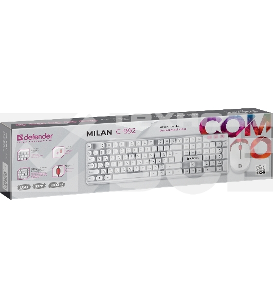 Клавиатура + мышка Defender MILAN C-992 RU WHITE