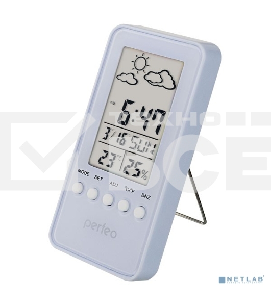 Часы-метеостанция Perfeo 'Window', белый, (PF-S002A) время, температура, влажность, дата