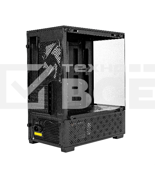 Компьютерный корпус Minitower ExeGate i3 SEA (mATX, БП 500NPX, 2*USB+1*USB 3.0, HD аудио, черный, 1 вент. 12см с RGB подсветкой, передняя и боковая панели - закаленное стекло)
