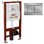 Инсталляция BAU PRO для подвесного унитаза, клавиша смыва BAU Stil антивандальная для системы двойного слива, нержавеющая сталь сатин, фото7