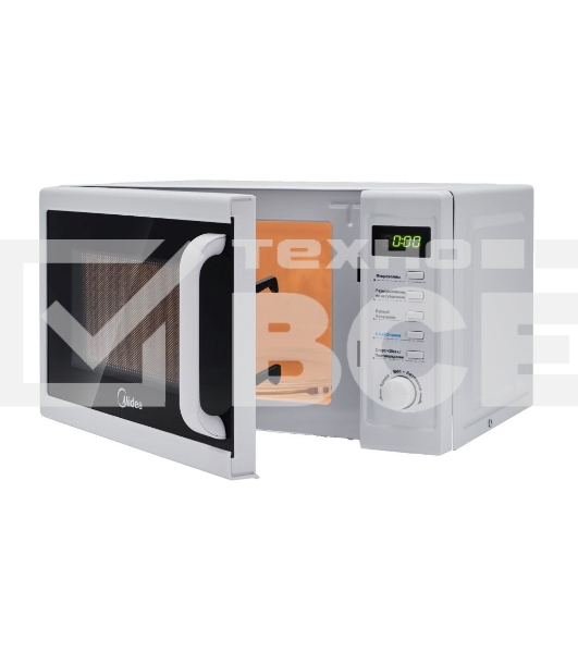 Микроволновая печь Midea AM820CUK-W белый, 20 л, 800 Вт, переключатели - поворотный механизм/кнопки