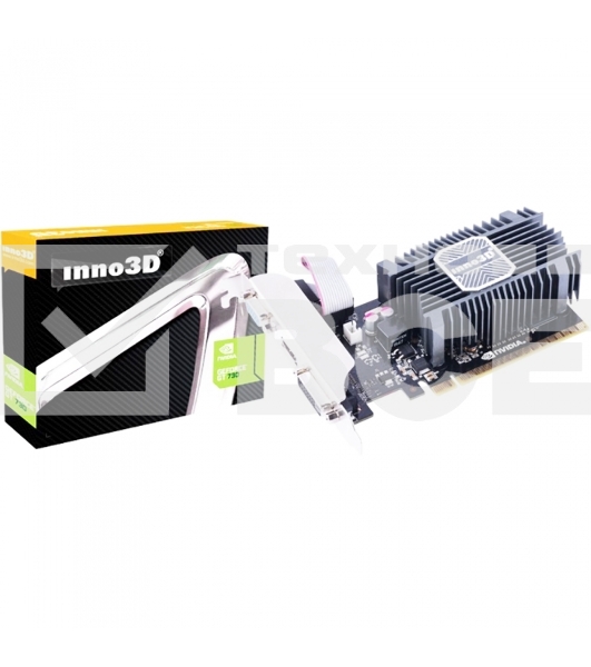Видеокарта 1Gb <PCI-E> Inno3D GT730 c CUDA <GFGT730, GDDR3, 64 bit, HDCP, DVI, HDMI, Retail>