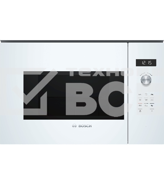 Микроволновая печь встраиваемая Bosch BFL524MW0 белый, 20 л, 800 Вт, переключатели - поворотный механизм/сенсор