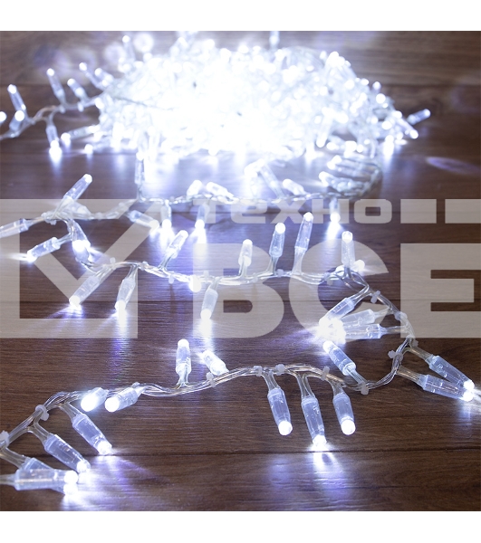 Гирлянда «Кластер» 10 м, 400 LED, прозрачный ПВХ, IP65, соединяемая, цвет свечения белый NEON-NIGHT