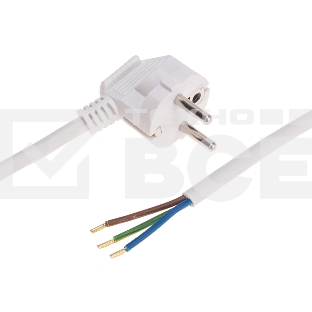 Шнур электрический с вилкой Rexant ПВС 3х1,5 мм², 2м белый