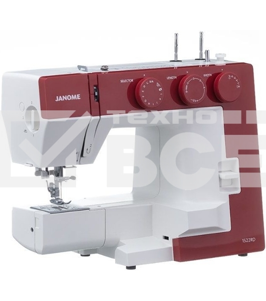 Швейная машина Janome 1522RD 25 операции, петля автомат, верт. челнок, нитевдеватель, мягкий  , подарочный набор (шпульки, ножницы, сантиметровая лента, игольница )