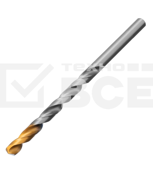 Сверло спиральное по металлу 10 х 184 мм, Р6М5, Golden Tip, удлиненное Denzel