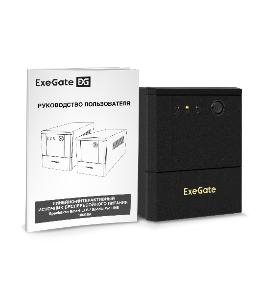 Источник бесперебойного питания ExeGate SpecialPro UNB-1000.LED.AVR.8C13 (1000VA/700W, LED, AVR, 8*C13, батарея 12V 7.2Ah - 2 шт., металлический корпус, Black)